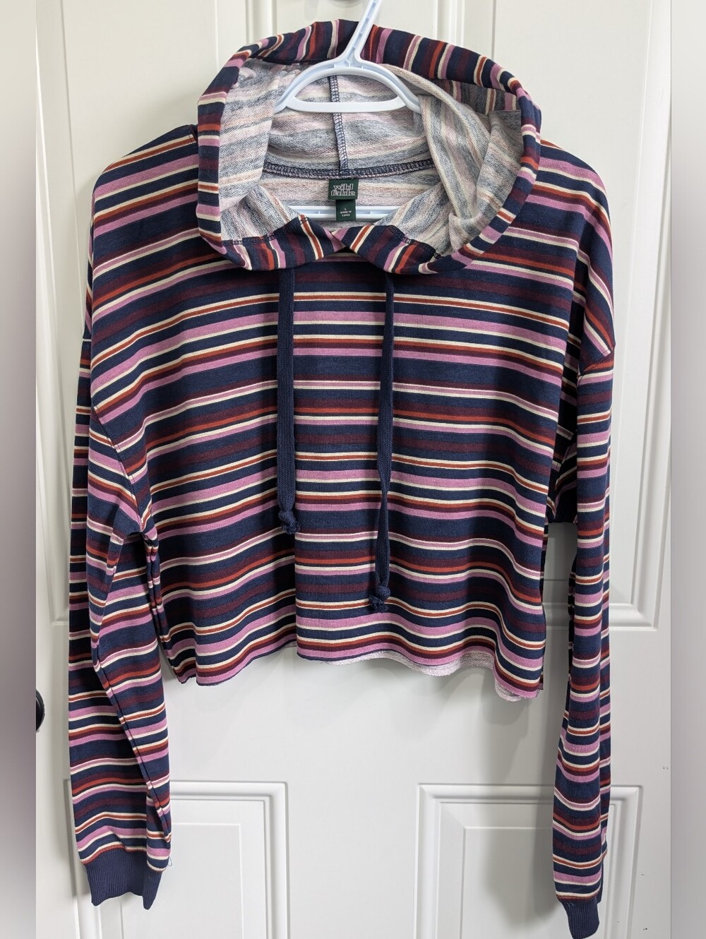 3/$20 wild fable Striped Cropped Hoodie in Navy, Pink & Cream